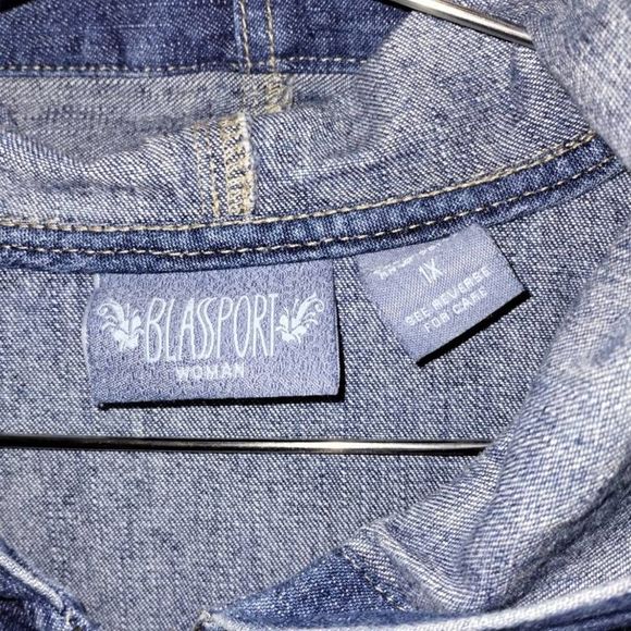 Vintage Bill Blass Women's Jean Jacket Hoodie Front Zip Pockets LS Size 1X - Picture 9 of 12